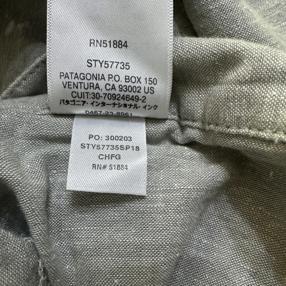 Patagonia Mens Lightweight Organic Work Wear Hemp Shorts Gray Size 36 Inseam 10
